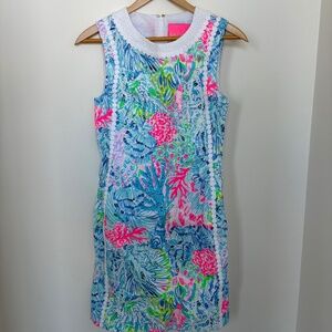 Lilly Pulitzer NWT Mila Stretch Shift Dress in Multi Sink or Swim, Size 00.